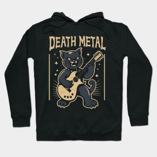 Death Metal Satanic Baphomet Cat playing guitar Hoodie